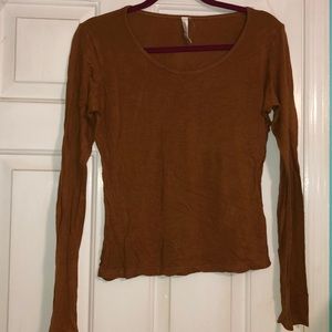 Brown Long sleeve cropped shirt